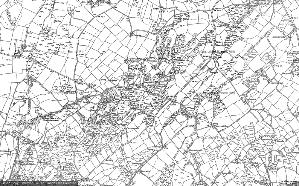 Old Map of Four Roads, 1879 - 1887 in 1879