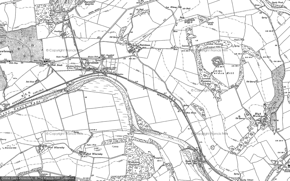 Old Map of Fourstones, 1895 in 1895