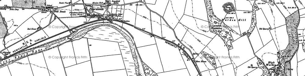 Old map of Fourstones in 1895