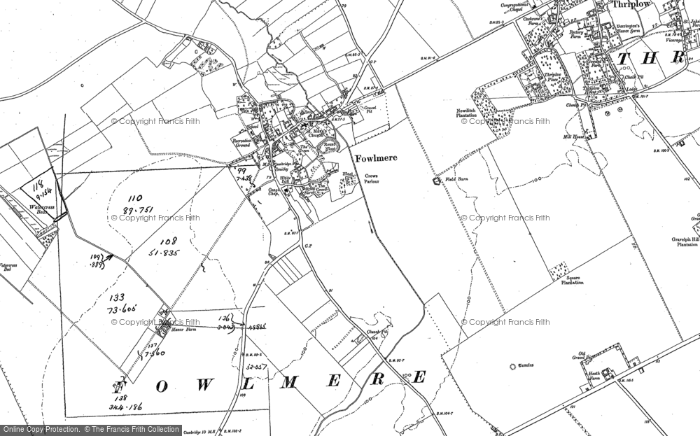 Old Map of Fowlmere, 1885 - 1901 in 1885