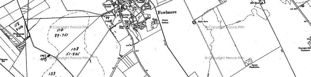 Old map of Fowlmere in 1885