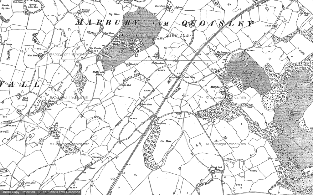 Old Map of Historic Map covering Wicksted Hall in 1897