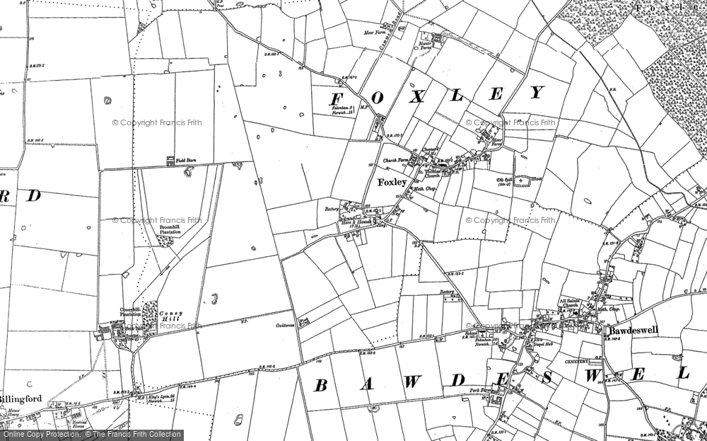 Old Map of Foxley, 1883 - 1885 in 1883
