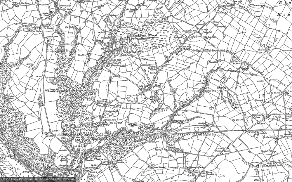 Old Map of Historic Map covering Blackbank Wood in 1880