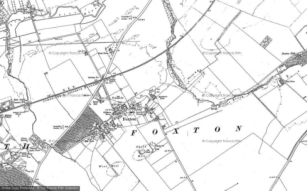 Old Map of Foxton, 1885 - 1886 in 1885