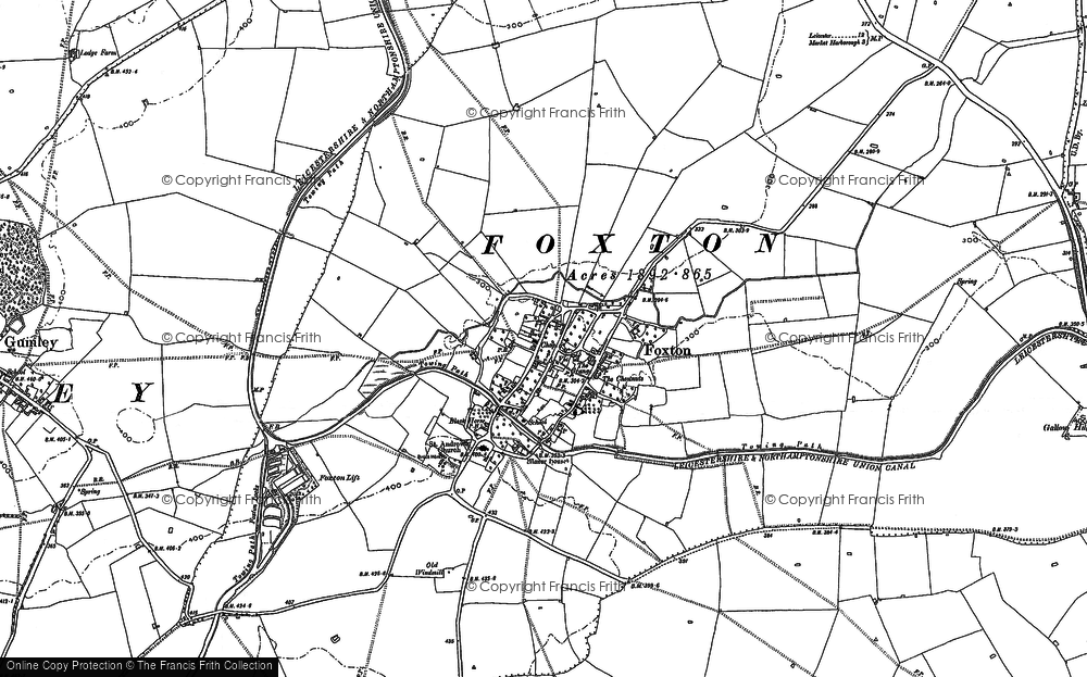 Old Map of Foxton, 1885 - 1902 in 1885