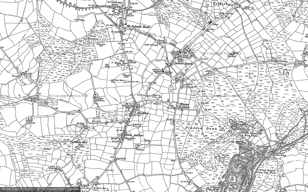 Old Map of Fraddon, 1879 - 1880 in 1879