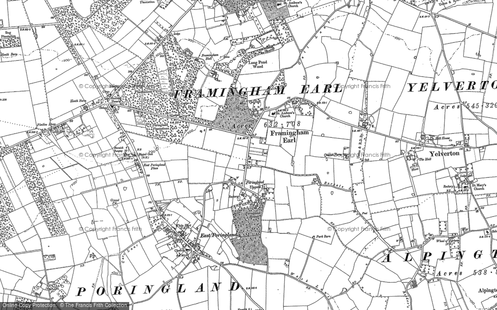 Old Map of Framingham Earl, 1881 in 1881