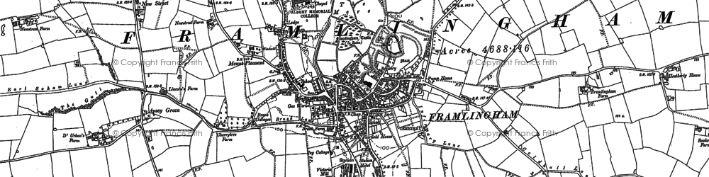 Old map of Framlingham in 1881