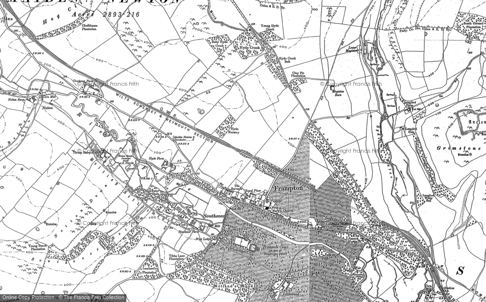 Old Map of Historic Map covering Southover in 1886