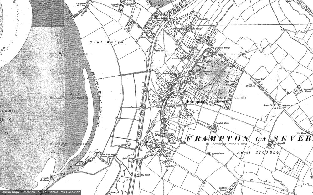 Old Map of Historic Map covering Splatt Br in 1879