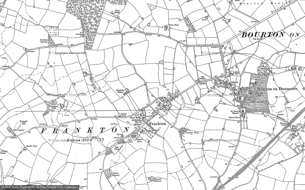 Old Map of Historic Map covering Windmill Hill in 1885