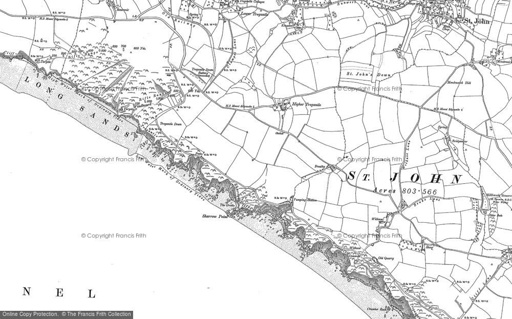 Old Map of Historic Map covering Withnoe Barton Fm in 1905