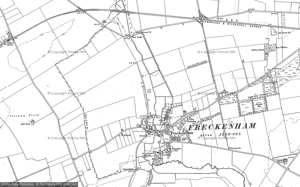 Old Map of Freckenham, 1900 - 1901 in 1900