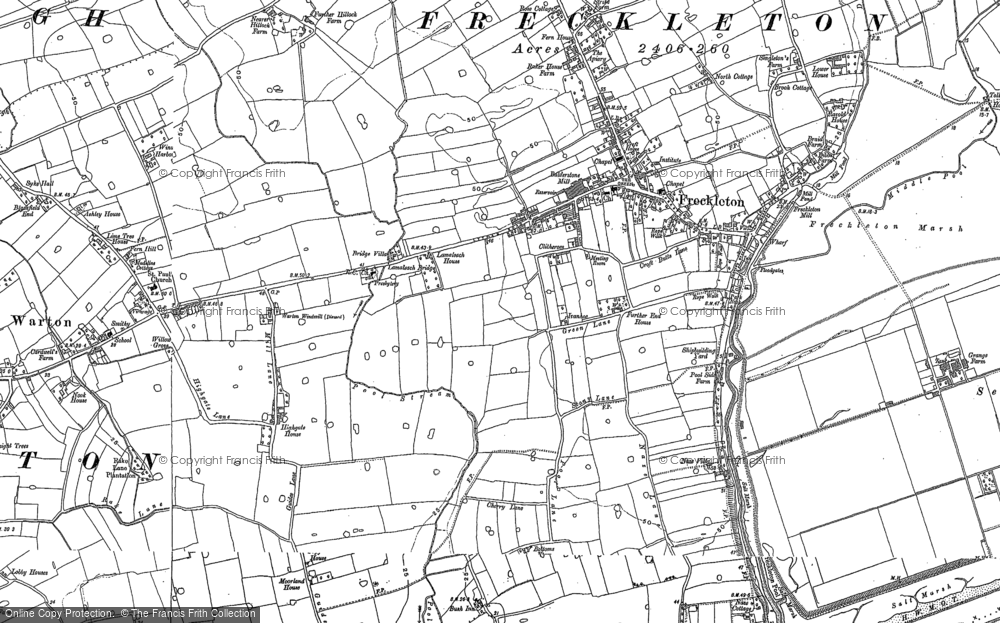Old Map of Historic Map covering Warton in 1892