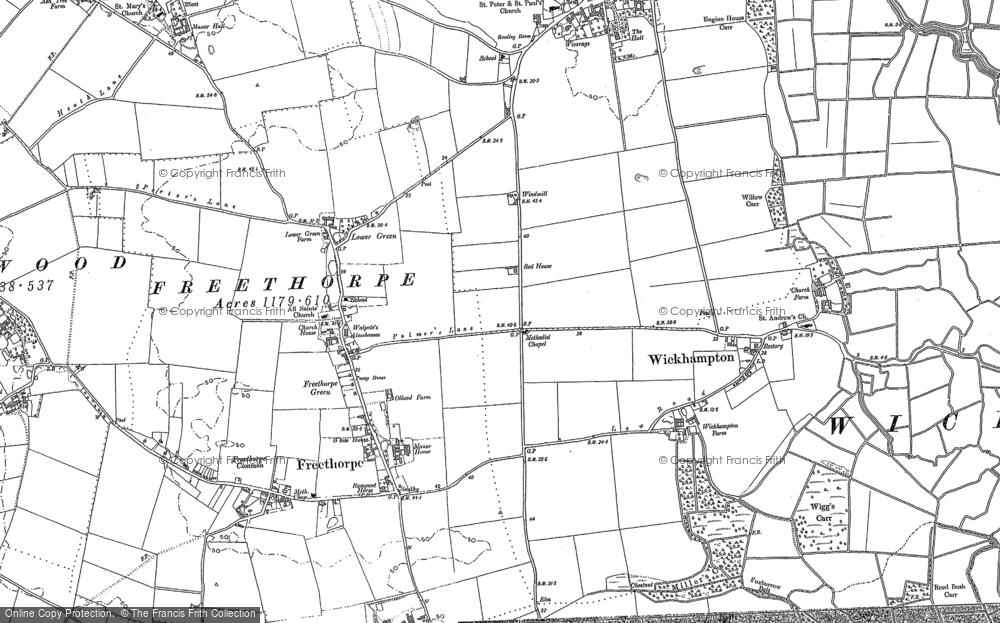 Old Map of Freethorpe, 1884 in 1884