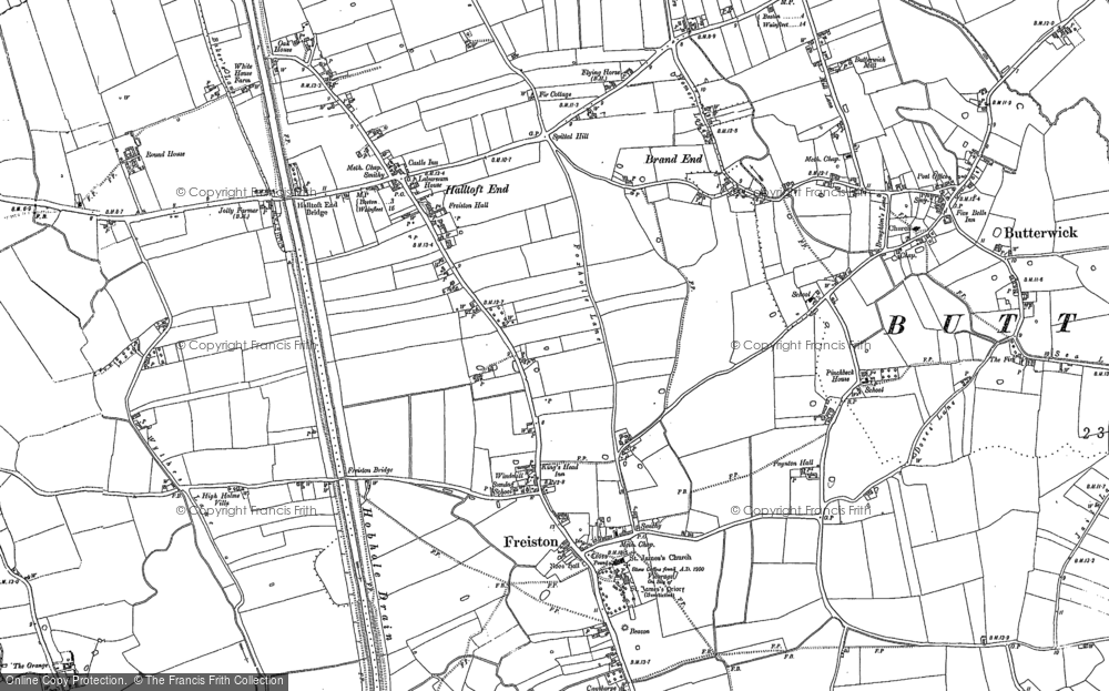 Fishtoft Butterwick Freiston Halftoft 1906 old map Lincolnshire 109SE repro 