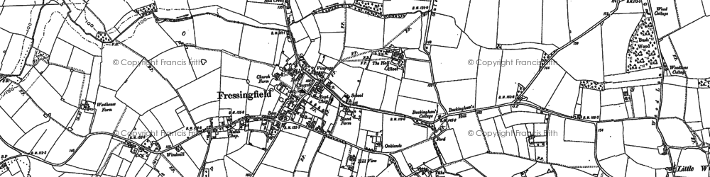 Old map of Fressingfield in 1882