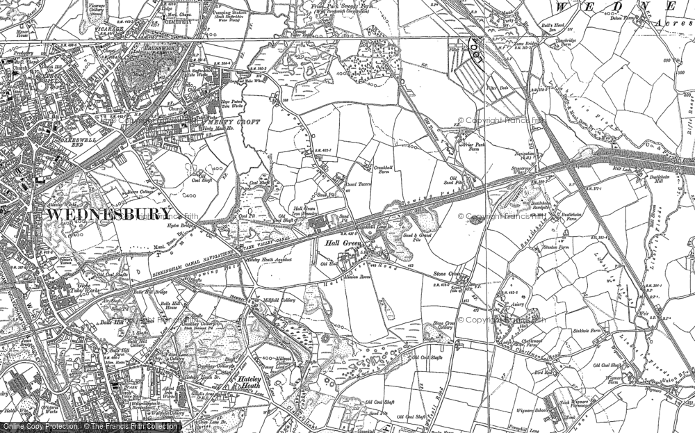 Old Map of Historic Map covering Bescot in 1885