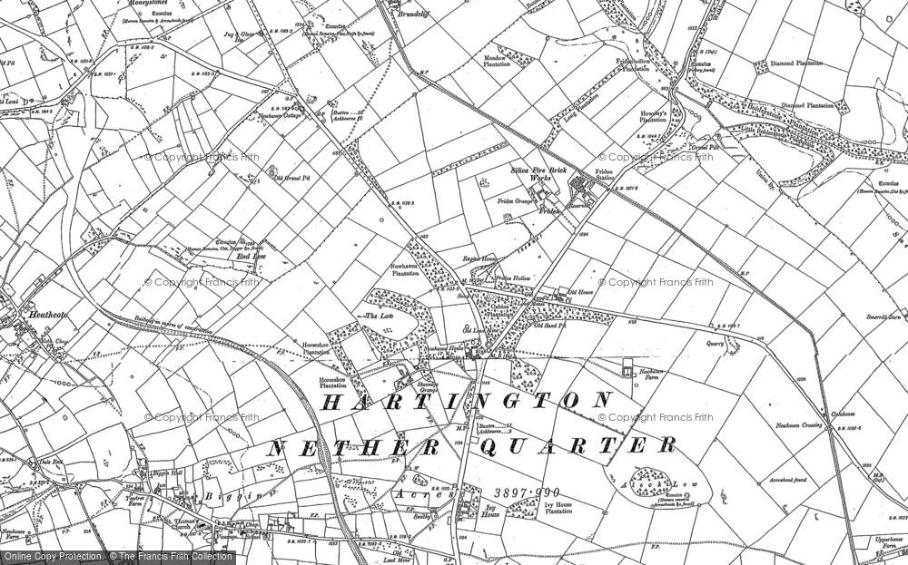 Old Map of Historic Map covering Brundcliffe in 1879
