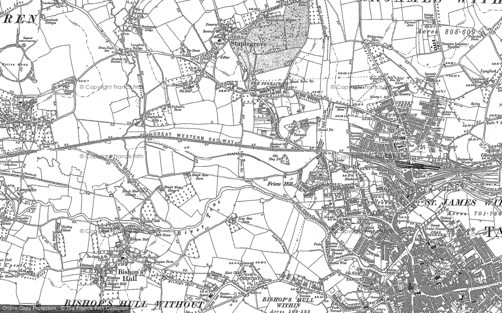 Old Map of Historic Map covering Rowbarton in 1887