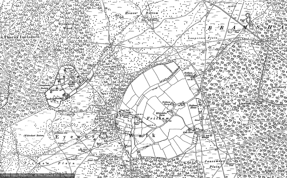 Old Map of Historic Map covering Bramshaw Telegraph in 1895