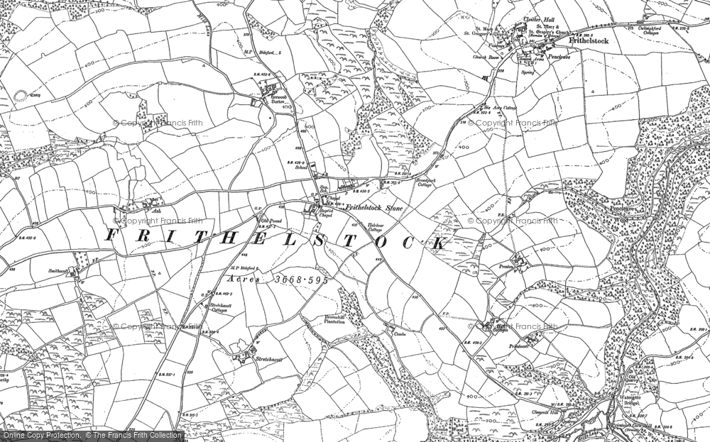 Old Map of Frithelstock Stone, 1886 in 1886