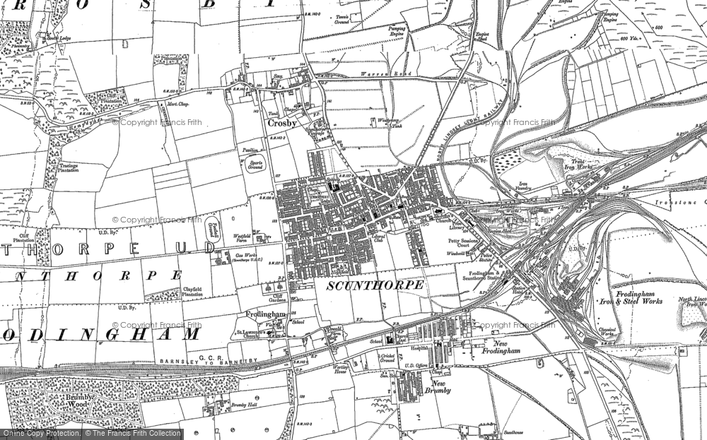 OLD ORDNANCE SURVEY MAP SCUNTHORPE 1906 MANLEY STREET FRODINGHAM CROSBY 