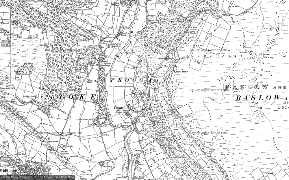 Old Map of Froggatt, 1878 - 1880 in 1878