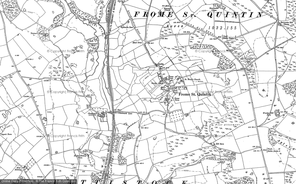 Old Map of Frome St Quintin, 1887 in 1887