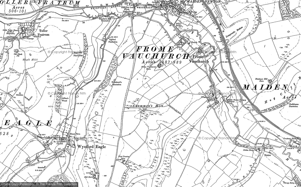 Old Map of Frome Vauchurch, 1886 - 1887 in 1886
