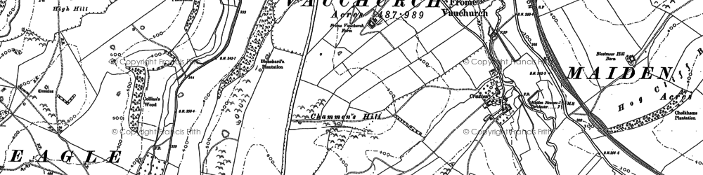 Old map of Frome Vauchurch in 1886