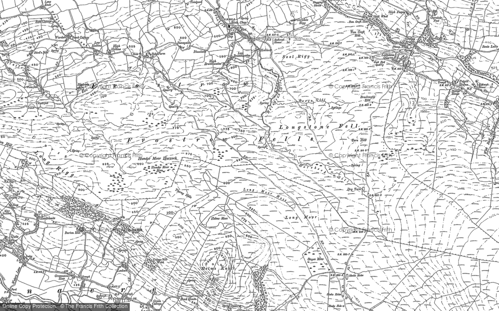 Old Map of Historic Map covering Bellow End in 1907
