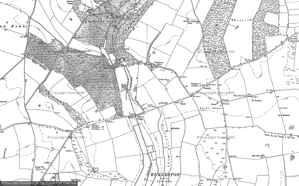 Old Map of Historic Map covering Basan Hill in 1885
