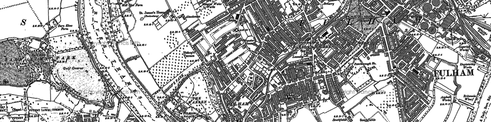 Old map of Fulham in 1893