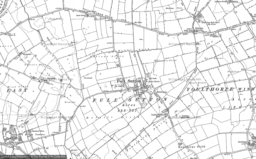 Old Map of Full Sutton, 1890 - 1891 in 1890