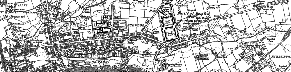 Old map of Sharoe Green in 1892