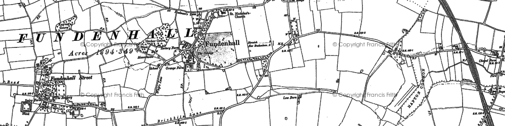 Old map of Fundenhall in 1882
