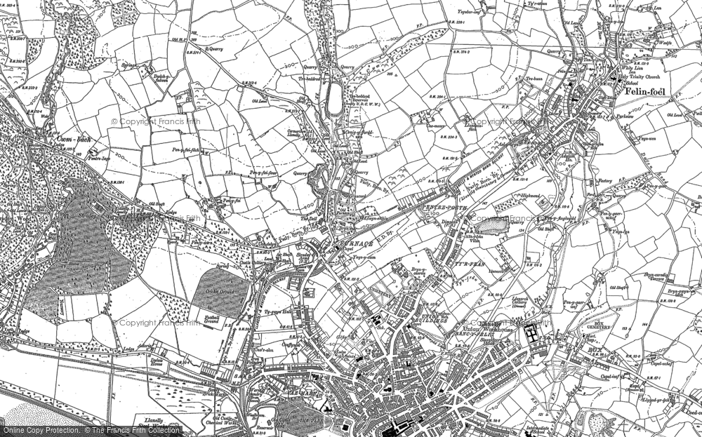 Old Map of Historic Map covering Pentre-Poeth in 1878