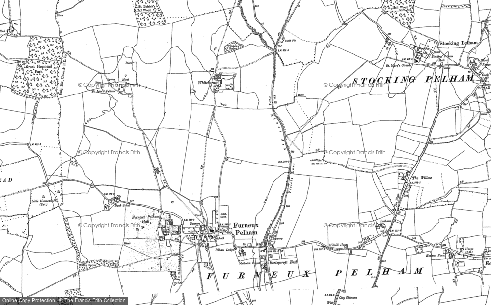 Old Map of Historic Map covering Barleycroft End in 1916