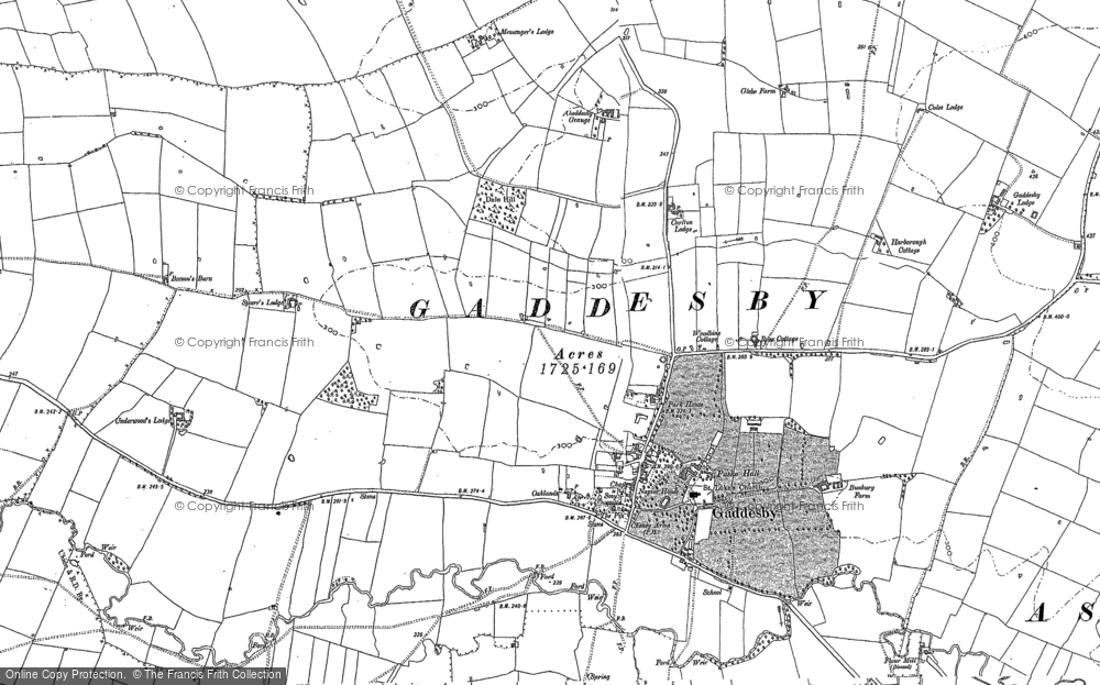 Old Map of Gaddesby, 1884 in 1884