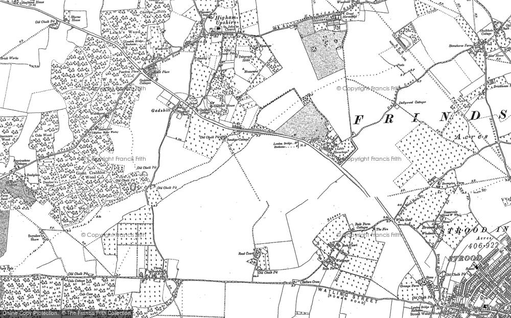 Old Map of Gadshill, 1895 - 1896 in 1895