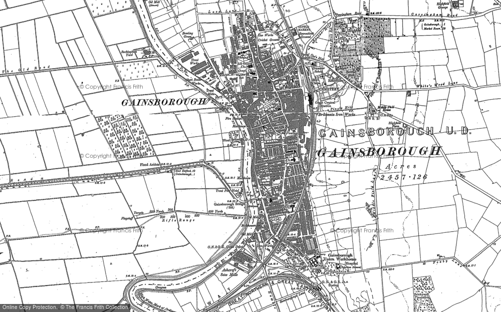 Old Map of Gainsborough, 1885 - 1898 in 1885