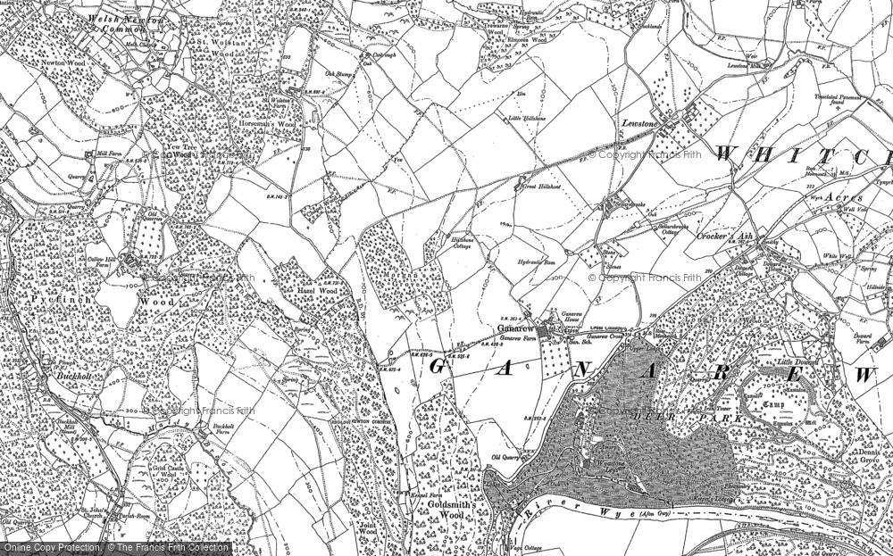 Old Map of Historic Map covering Wyastone Leys in 1887