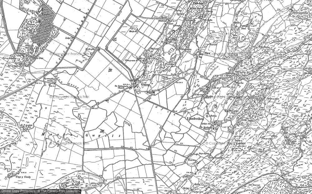 Old Map of Historic Map covering Ynys Fâch in 1899