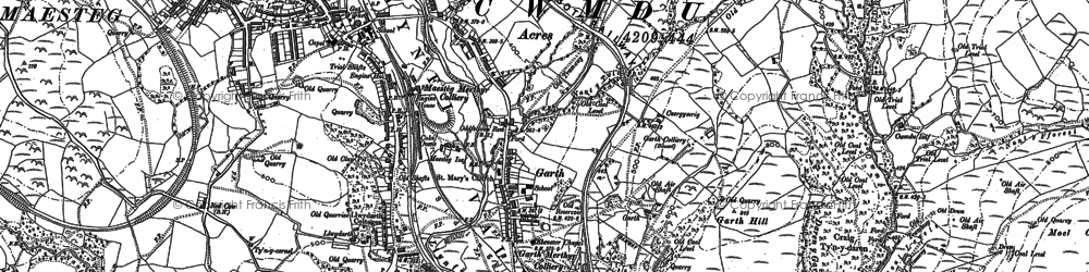 Old map of Blaen Cwmdû in 1897
