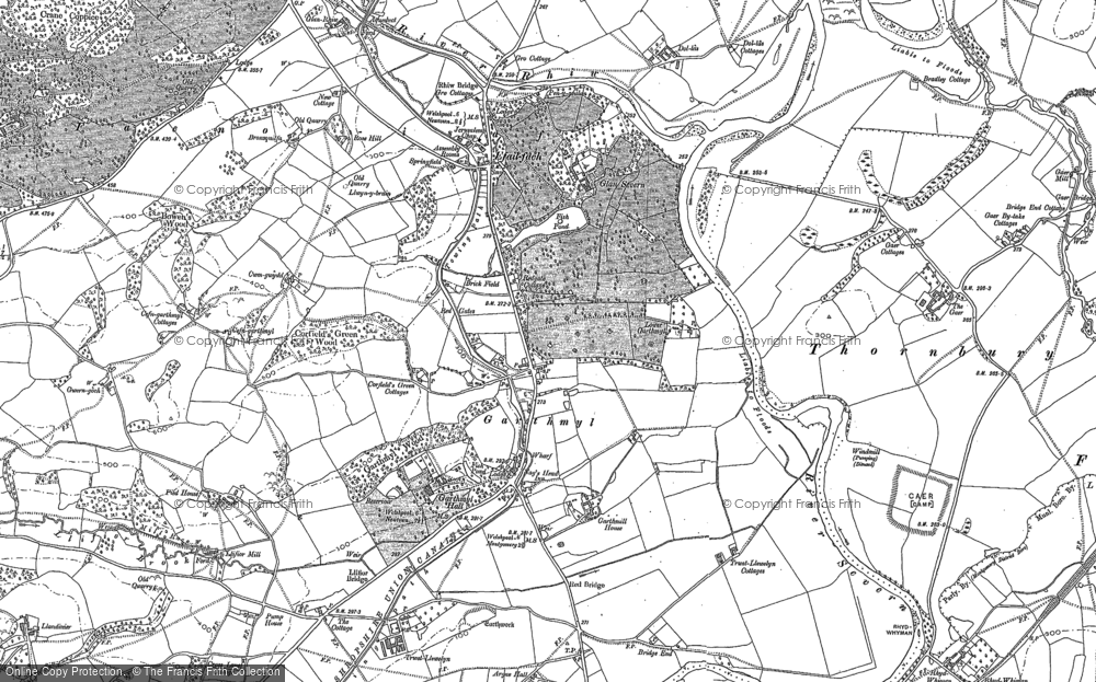 Old Map of Historic Map covering Trwstllewelyn in 1884