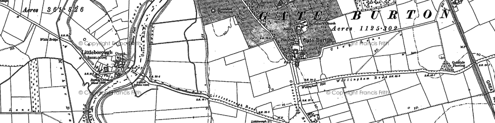 Old map of Gate Burton in 1885