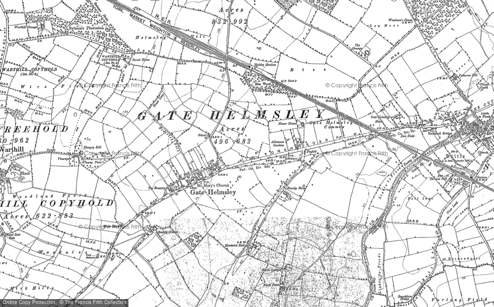 Old Map of Gate Helmsley, 1891 in 1891