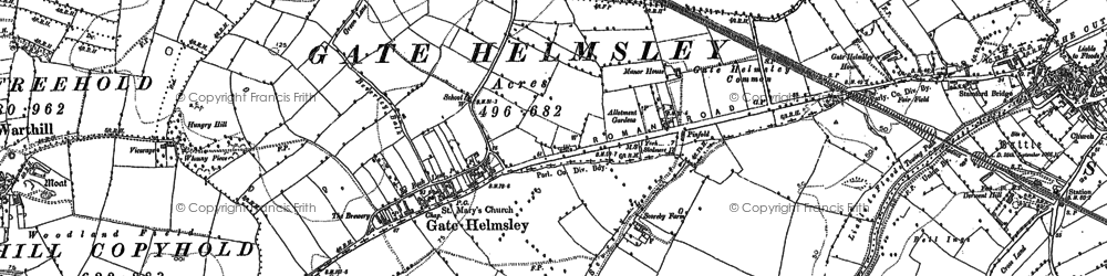 Old map of Gate Helmsley in 1891